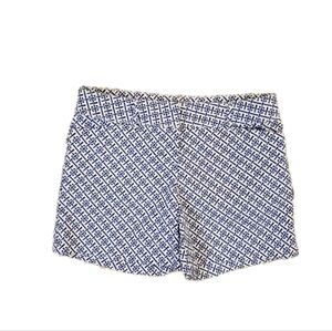 The Limited Women's Blue White Geometric Flat Front‎ Shorts Size 4